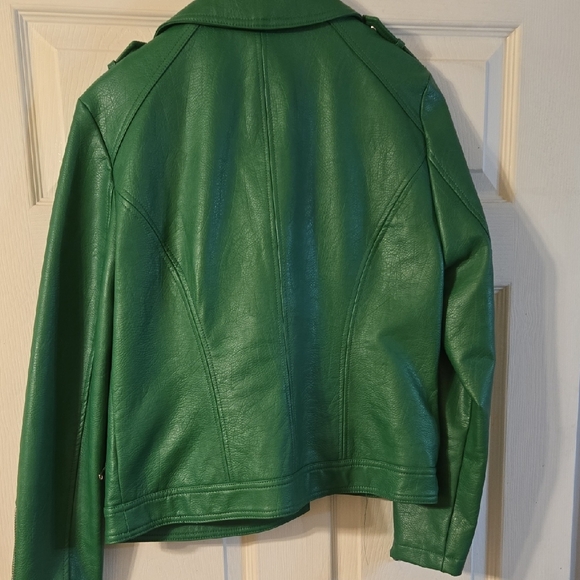 INC International Concepts Vibrant Green Leather Jacket - Picture 6 of 6